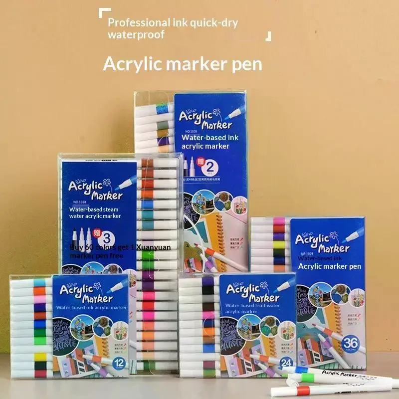 24 Colors Acrylic Paint Markers Waterproof Vibrant Colors For Art Creation DIY Crafts Drawing School Projects