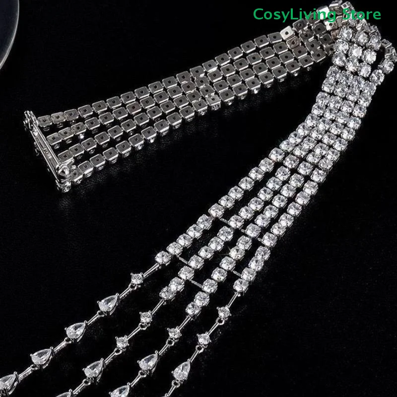 Licht Luxus Exquisite Kristall Meteor Lange Quaste Brosche Pin Schmuck Party Geschenke Für Frauen Mode Schulter Kette