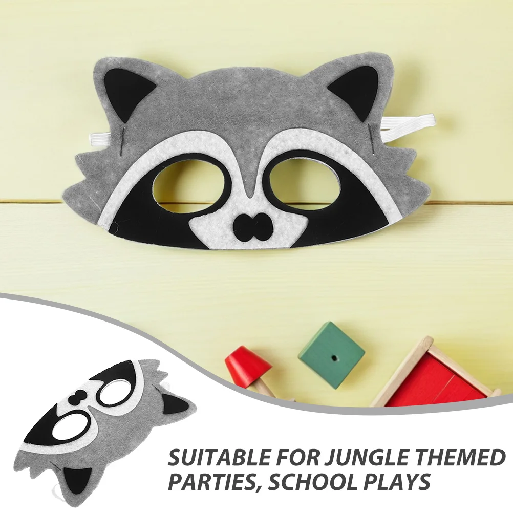 10Pcs Cartoon Animal Masks Felt Raccoon Half Face Masks Jungle Themed Birthday Party Cosplay Eye Covers Costume Party Supplies