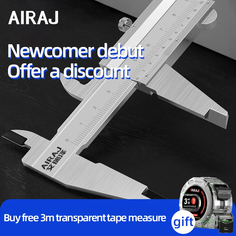 

AIRAJ High Precision 0.02mm Stainless Steel Vernier Caliper 0-150mm Manual Caliper Durable Slide Caliper Measuring Tool