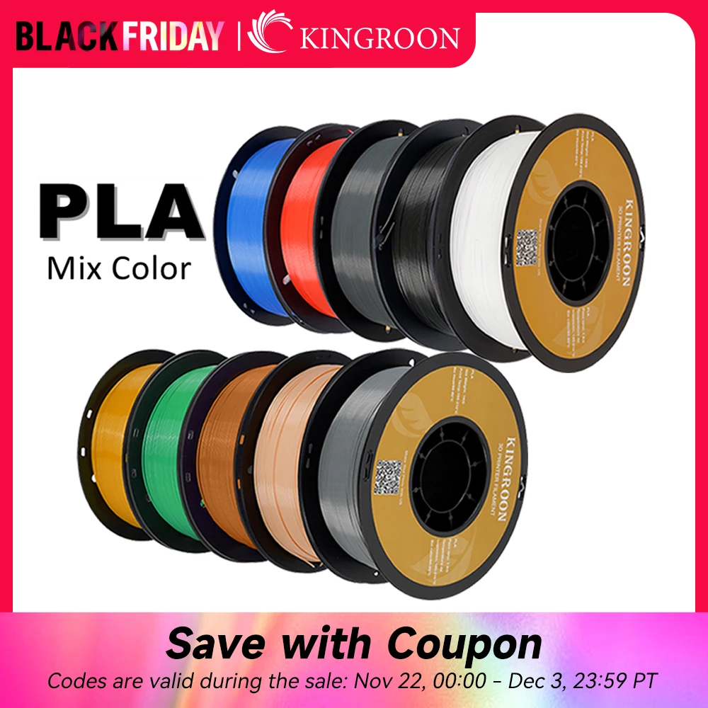 KINGROON PLA Filament 1.75mm 5/10KG pla Plastic For 3D Printer, Standard 1kg/roll 3D Printing Filaments Mix Color Local Shipping