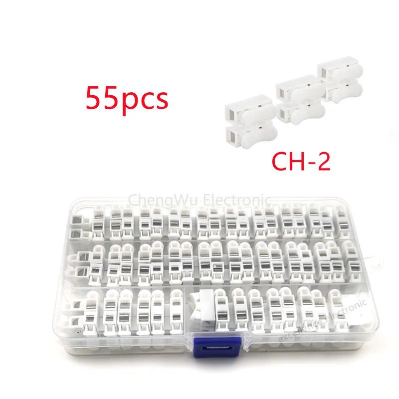 

55pcs CH-2 Plug-in Connection Terminal Block Universal Quick Cable Connectors Electrical Connector Splicing Crimp Terminal