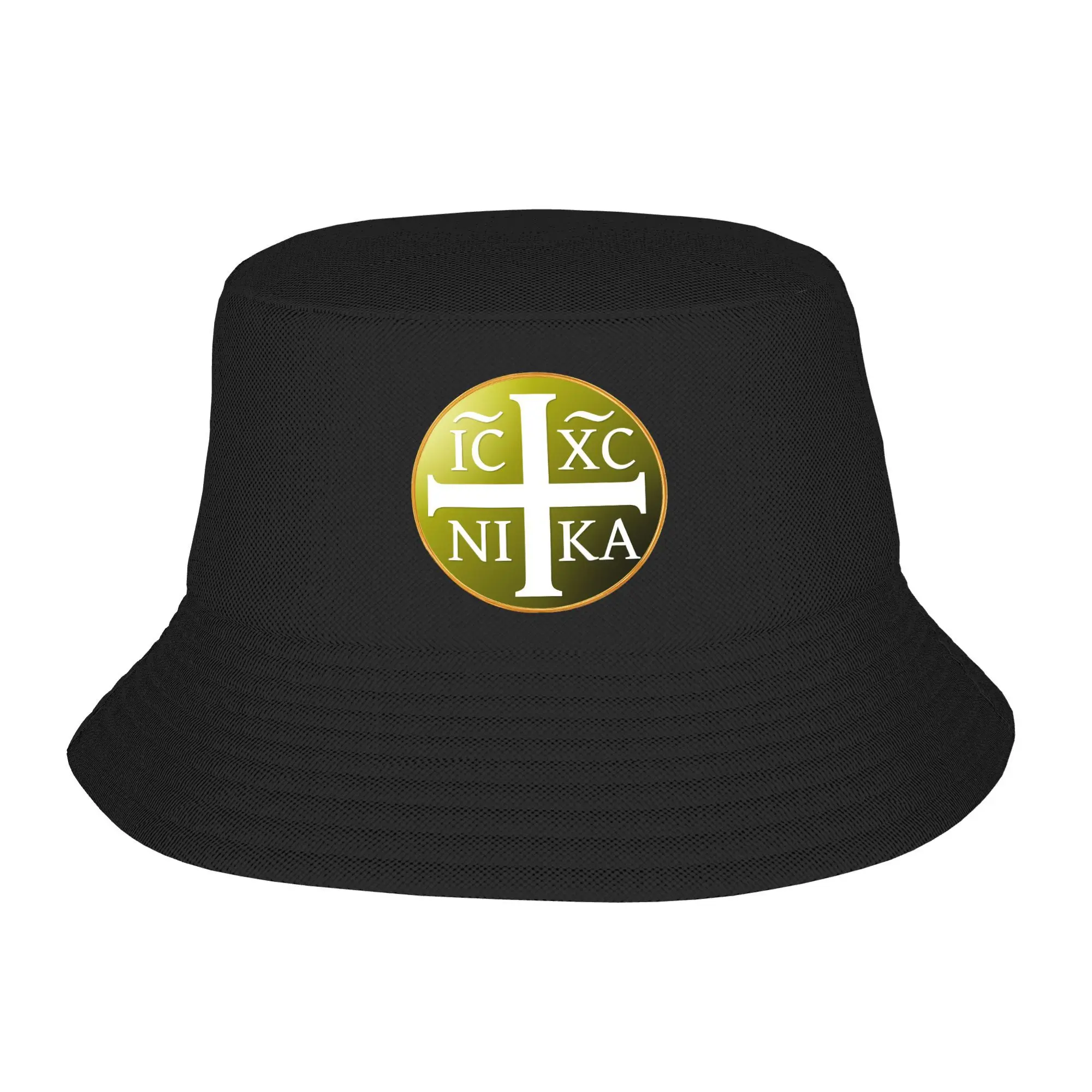 

Outdoor Bucket Hats IC XC NIKA Cross Christogram Orthodox Bob Men Women Cotton Fisherman Cap Reversible
