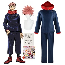 Cosplay jjk anime itadori yuji kostüme perücke setzt männer frauen outfits japan halloween blau schwarz kleidung