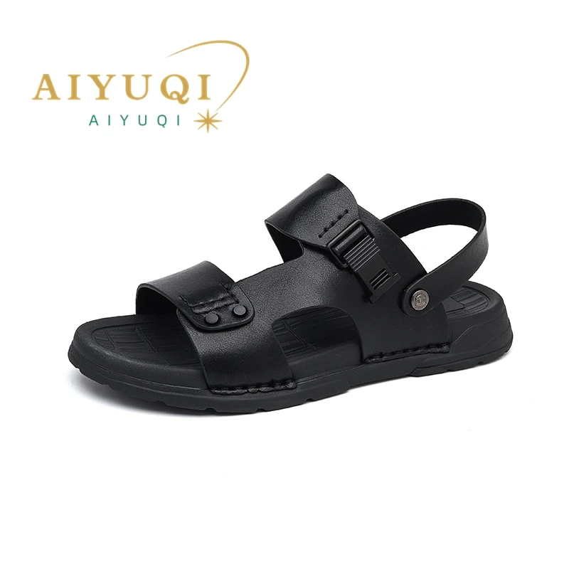 AIYUQI Sandals Men Summer 2023 New Outdoor Dual-use Sandals Men Genuine Leather Open-toe Driving Beach Sandals Women