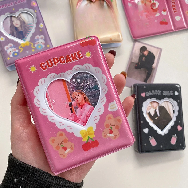 40 bolso 3 Polegada coração oco álbum dos desenhos animados álbum ídolo cartão de foto pacote livro coleção kpop moldura da foto caso titular do cartão