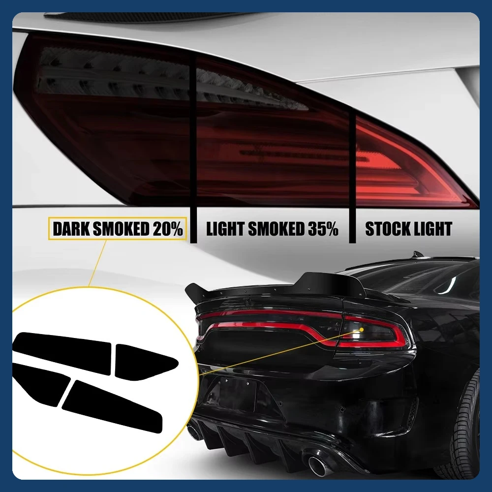 4x Car Stickers For Dodge Charger 2015-2022 2020 2021 Accessories Tail Light Sticker Films Smoked Vinyl Rear PreCut Tint Overlay