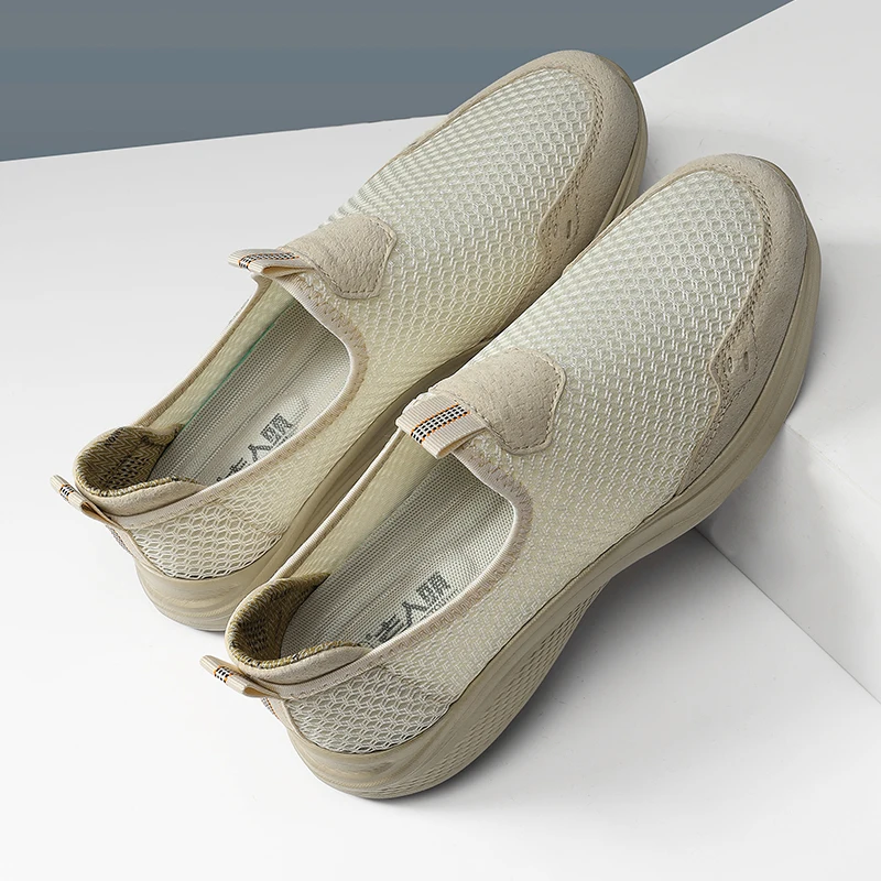 

Новые летние мужские дышащие удобные повседневные туфли с сеткой, модные уличные легкие противоскользящие походные туфли на мягкой подошве