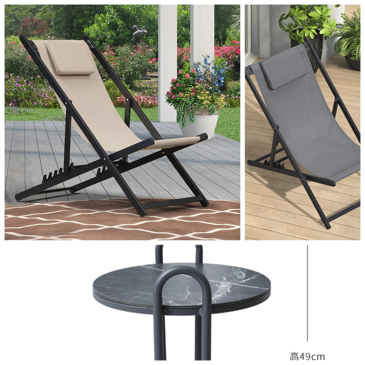 Deckchair Balcony Home Leisure Portable Aluminum Alloy Lunch Break Chair Outdoor Folding Sun Beach Chair