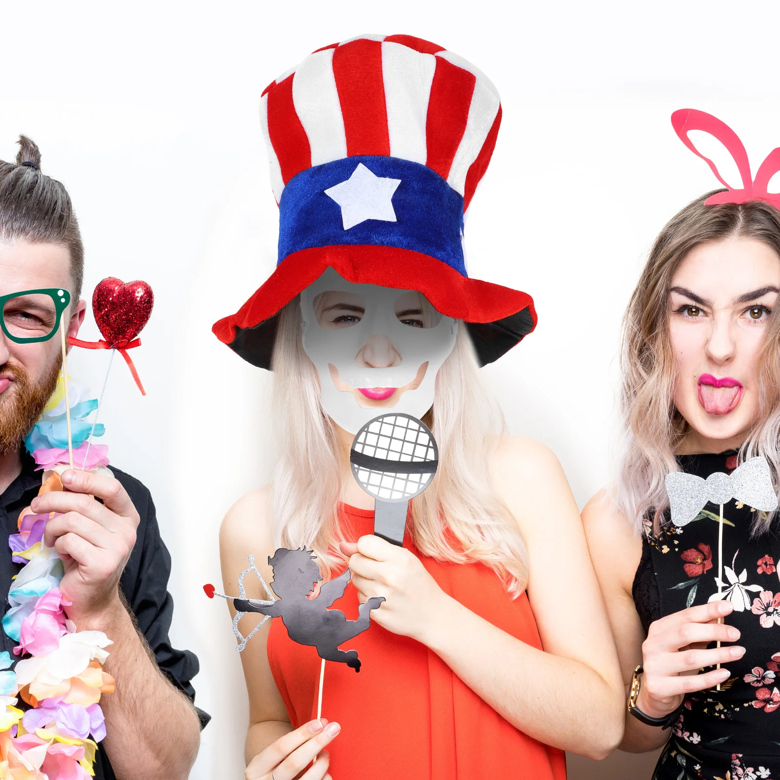 

American Flag Hat Skull Mask Set Patriotic Accessories Usa Flag Party Hats Independence Day Headwear Lightweight Comfortable