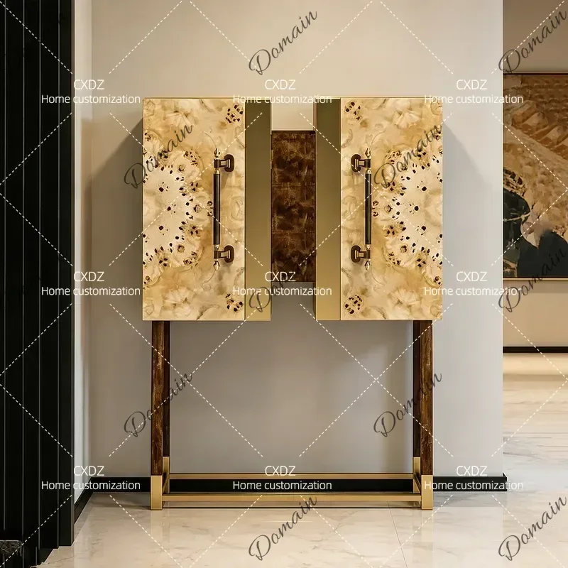 Solid Wood Wine Cabinet Living Room Storage High Cabinet Antique Creative Dining Sideboard Artistic Sense Medium Size