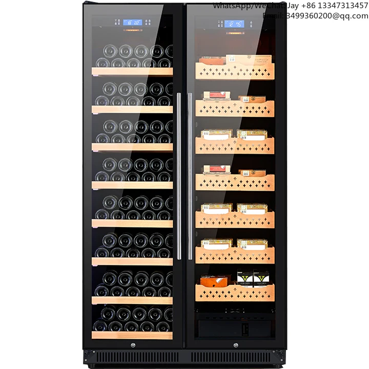 

High quality temperature and humidity control double door wine cooler and cigar humidifier