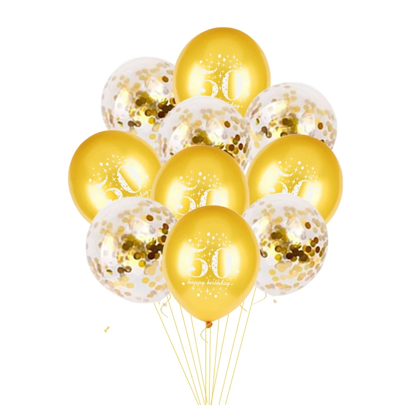 Latex Verjaardag Ballon 12 inch Confetti Ballonnen 30 40 50 60 Jaar Oud Verjaardagsfeestje Volwassen Verjaardag decor Folie Helium Ballon