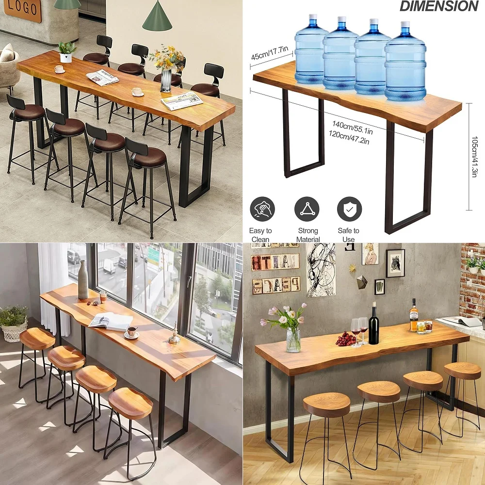

Bar Table,Solid Wood Bar Bar Height Pub Table,Rectangle Bar Bistro Table Long Counter Height Dining Table Rustic Breakfast Bar