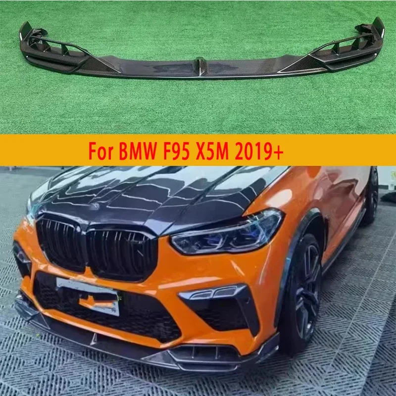 For BMW F95 X5M 2019+  Carbon Fiber Car Front Bumper Diverter Spoiler Diffuser Front lip chin L Style Car Accessories body kit