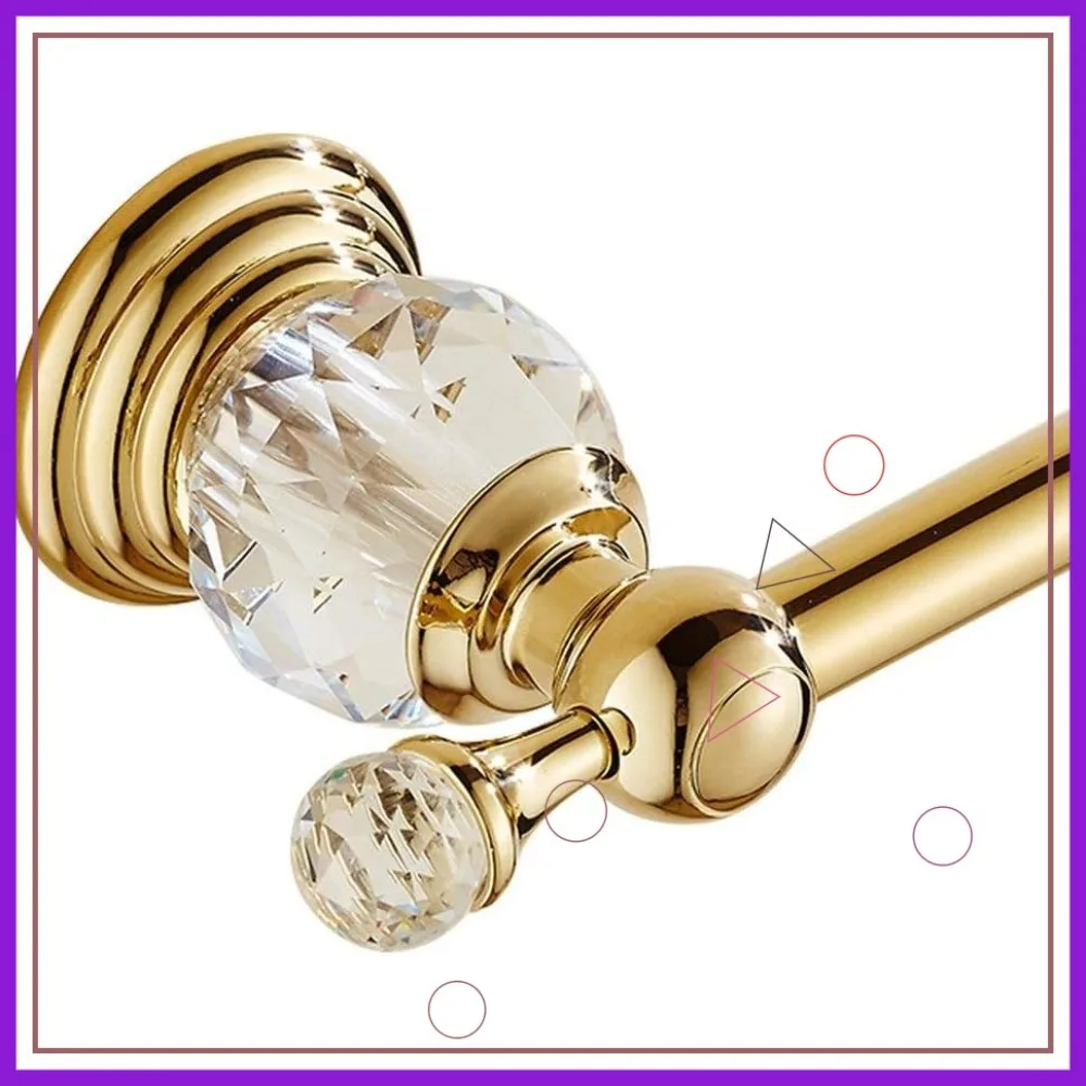 

Регулируемый держатель для полотенец с кристаллами, золотистая отделка, настенная вешалка для одного полотенца для ванной комнаты