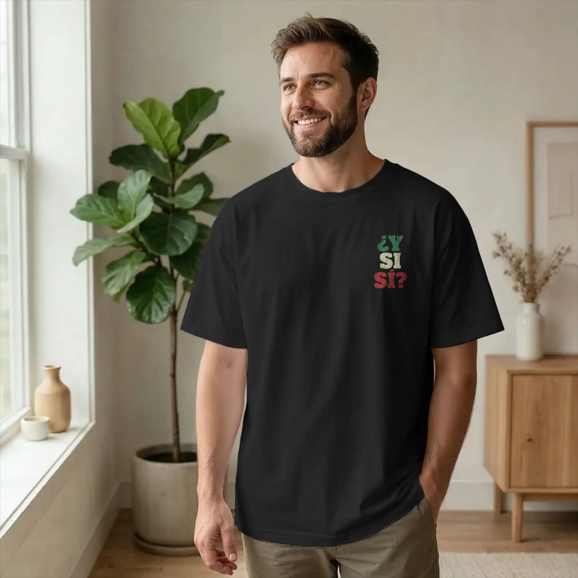 T-shirt pour hommes avec citation optimiste en espagnol Y Si Si, drapeau du Mexique, t-shirt drôle à manches courtes, col rond, t-shirts en coton imprimés