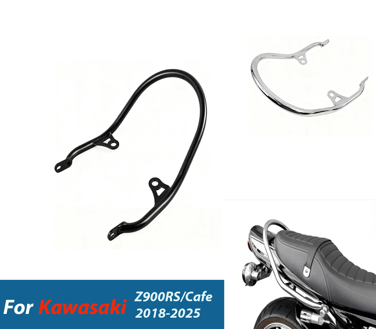 Z900RS Tandem grab bar for long tail cowl For Kawasaki Z900RS/Cafe 2018-2025 Rear Passenger Pillion Luggage Rack Accessories