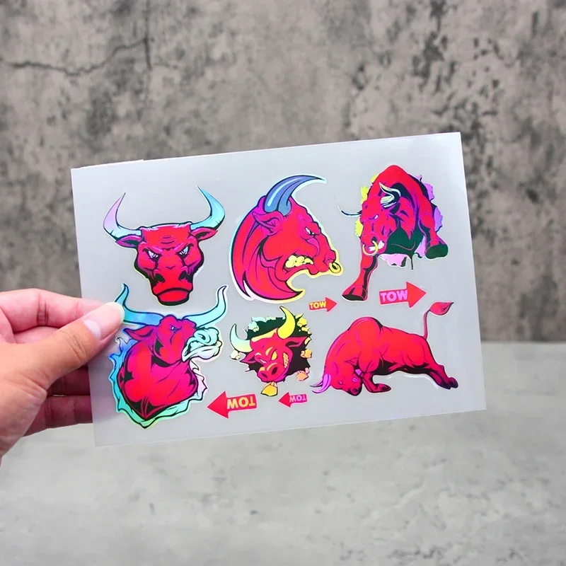 مجموعة واحدة من ملصقات الدراجات النارية بنمط الثور المجسم، ملصق بتصميم منفعل للدراجات النارية، ملحق التخصيص الخارجي