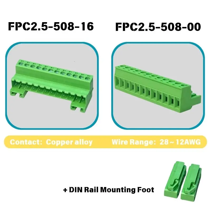 2EDG‑UKR DA803 5.08mm 2‑24P 2EDGK, 35mm DIN Rail Mount Male Female Solder‑Free Plug‑in Mating Terminal Block
