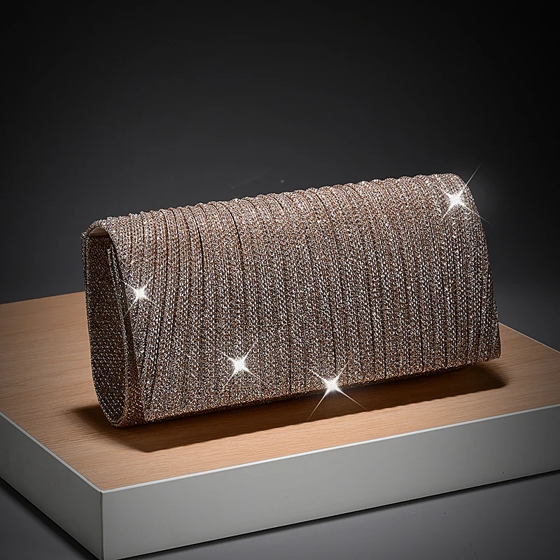 New style sequined evening party wedding banquet bride's dress handbag with chain shoulder strap crossbody bag