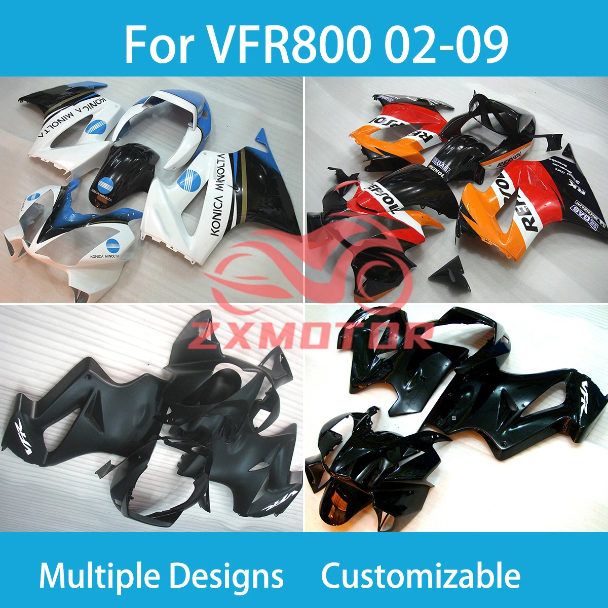 

Fairing Kit for Honda VFR800 2002 2003 2004 ABS Customizable Motorcycle Fairings VFR 800 02 03 04 05 06 07 08 09