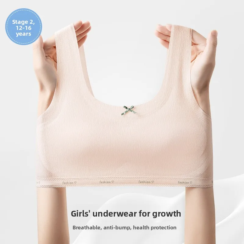 

Teenage Girls Underwear Developmental Period High School Students Sports Bra Comfortable Breathable U-Neck Design Sponge Padding