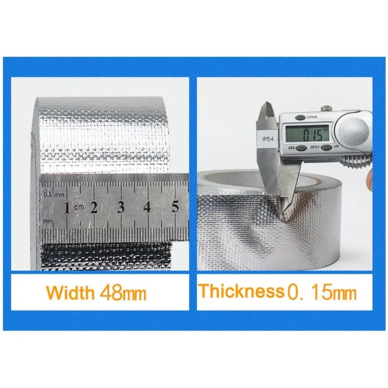 Glass Fiber Aluminum Foil Tape Flame-retardant Waterproof Reflective Heat Barrier Self Adhesive Tape Width 48~150mm