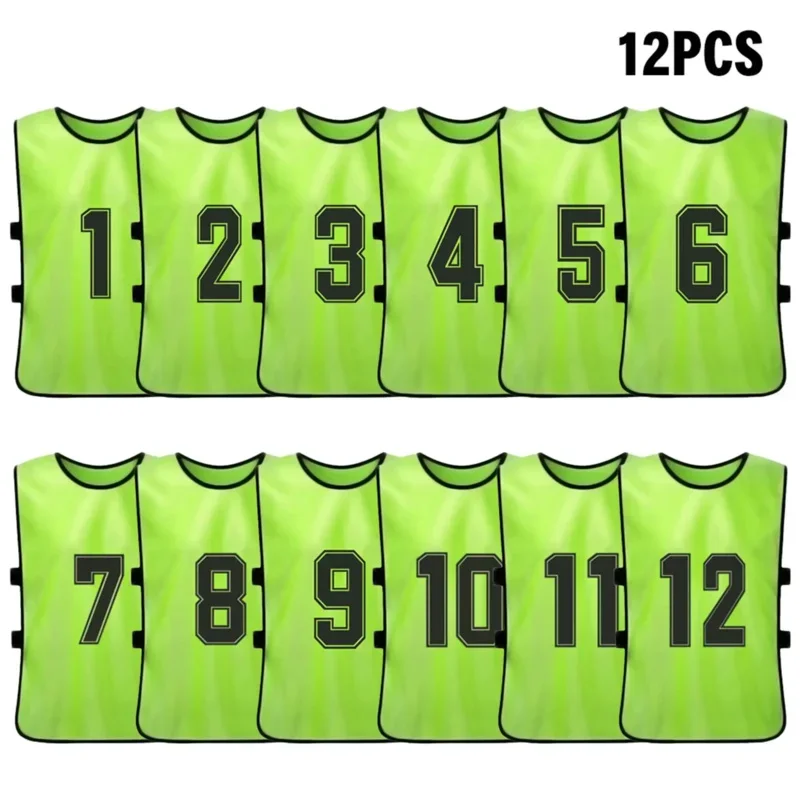 6/12 PCS Adults Soccer Pinnies Quick Drying Football Team Jerseys Sports Soccer Team Training Numbered Bibs Practice Sports Vest