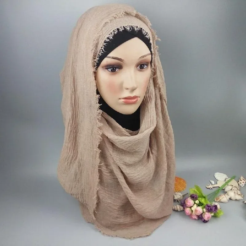 Foulard Hijab en coton pour femmes, couleur unie, écharpe, châle, doux, musulman, pour la tête