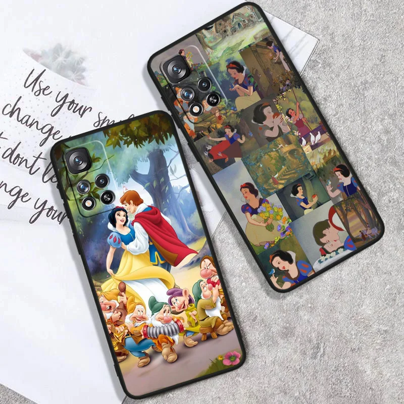 Disney Snow White Black Phone Case For Xiaomi Redmi Note 13 12 11 10 9 Pro Plus S T Max E 4G 5G Funda Soft Cover Shell Capa