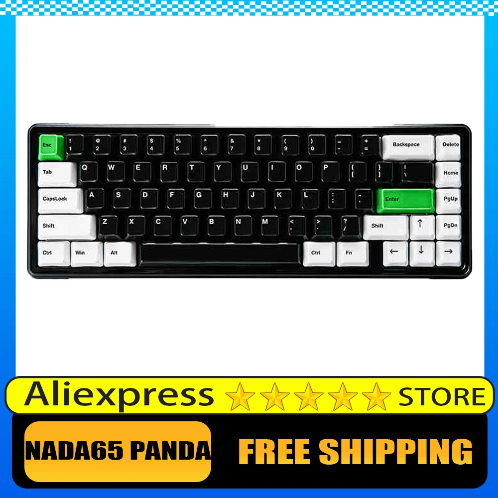 Original Nada65 Panda Mechanical Keyboard Ceramic Keycaps Bluetooth Three Mode Gasket Gaming Keyboard RGB PC Gamer Accessories