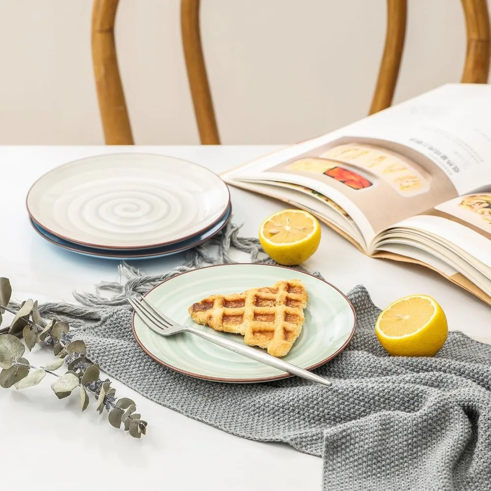 ceramic dessert plates set of 6, small salad plates 6 inch appetizer plates for kitchen, small dinner plates/dishes for cake sn