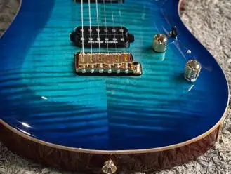 Customized blue electric guitar Tel guitar Flame maple top white binding Ebony fingerboard fixed bridge without any hardware