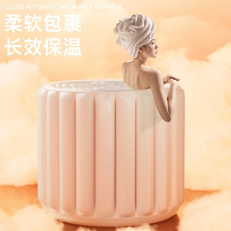 Automatic Inflatable Bubble Bath Tub, Foldable Household Full‑Body Soaking Bathtub for Adults & Students Winter Home Bathing