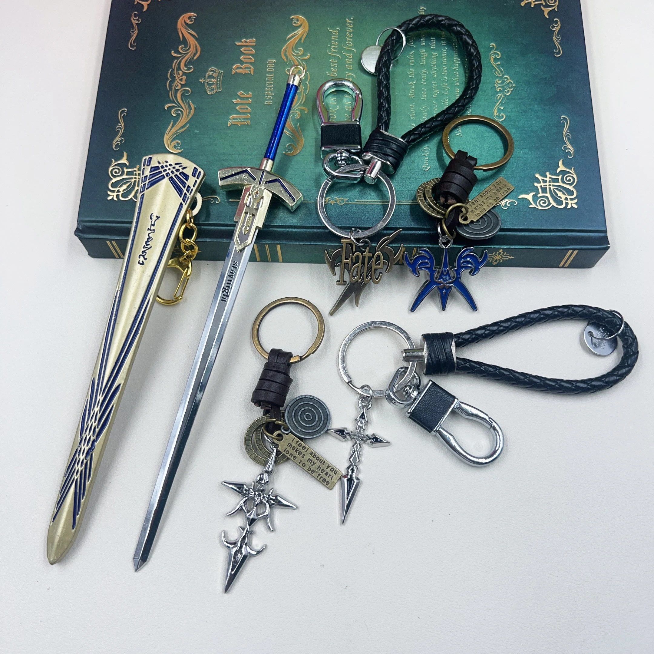 22cm sabre bronze excalibur com emiya kiritsugu chaveiro destino/tay noite anime balmung siegfried metal espada modelos chaveiro