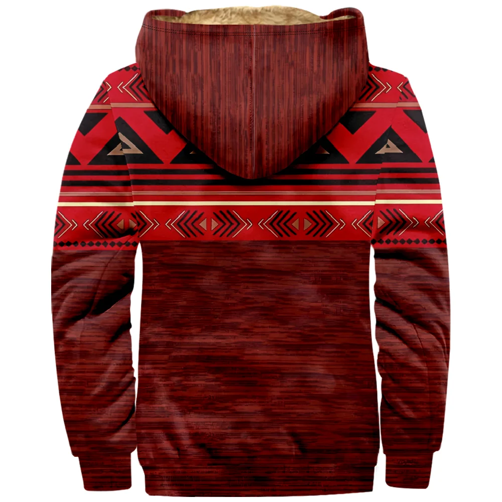 Tribal Prints Designer Vintage Ethnic Hoodie Long Sleeve Zipper Sweatshirt Stand Collar Coat Women Men Winter Clothes