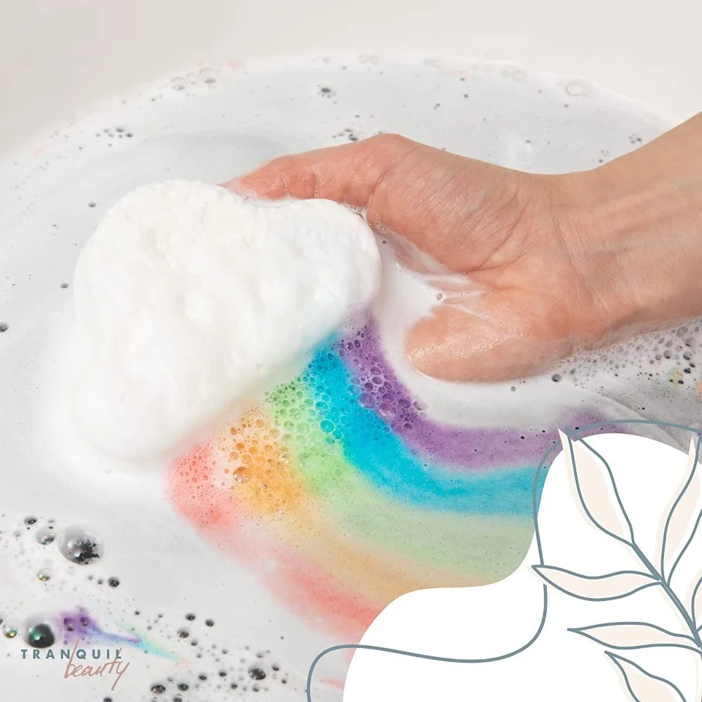 110g Bade bombe nützliches Peeling befeuchten Regenbogen wolken massage bürste trockene Haut bunte Meersalz bad Salzball