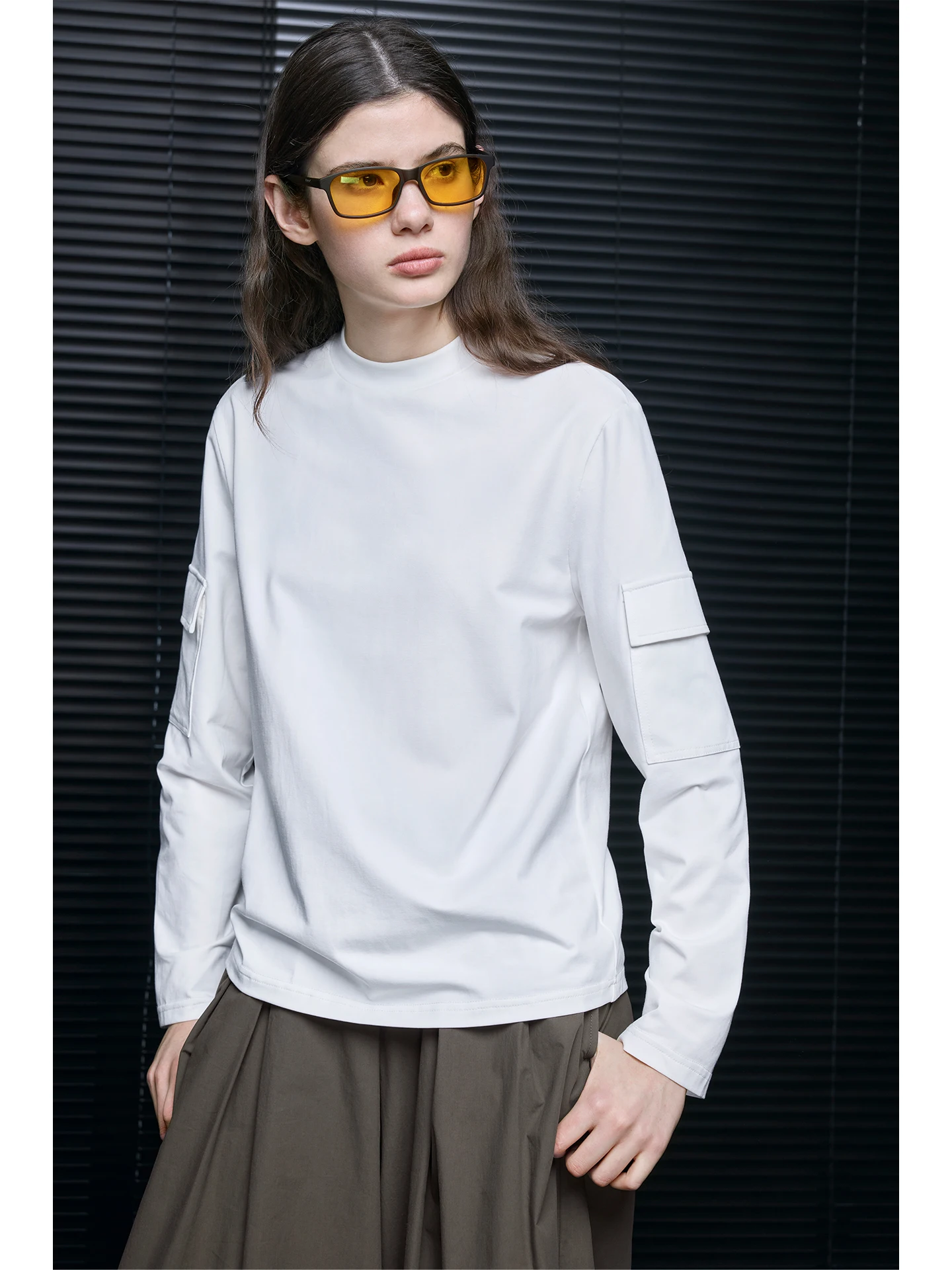 

White Long Sve T-irt Women's Loose Fit Casual Feeling Spring New Sle Street Sle Cotton oulder Relax Feel