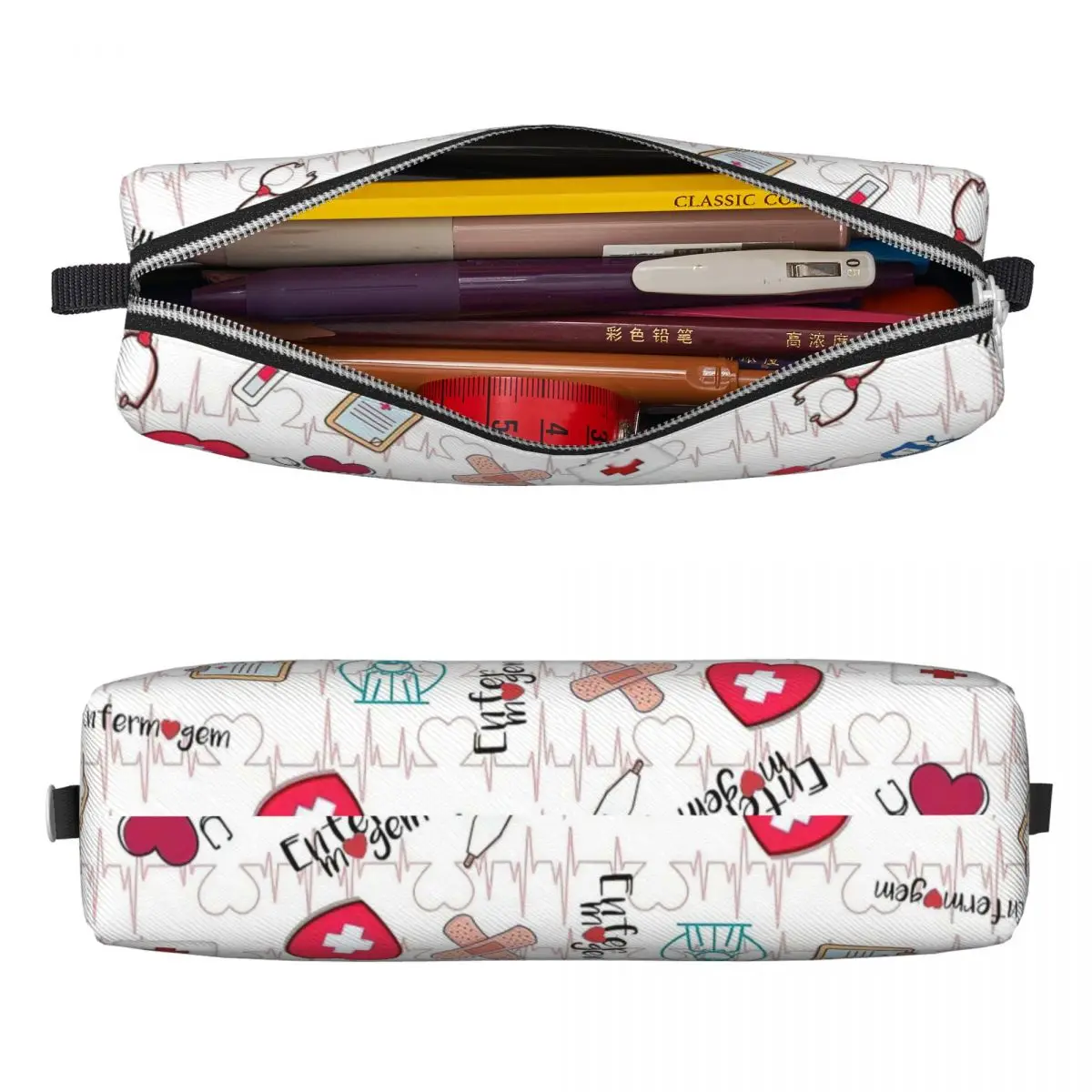 Enfermera En Apuros Nurse Pencil Case Medical Pattern Pencil Box Pen for Student Large Storage Pencil Bags Cosmetic Stationery