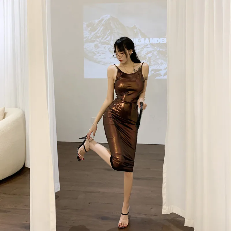 Sexy gloeiende nauwsluitende Dr Strapl bodycon-jurk voor trendy vrouwen Hoge taille zomer Thi-stof Chinese productie