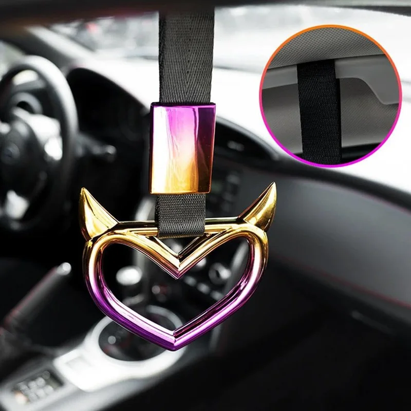 Colorful Car Trailer with Devil's Love Style - Sakura Style Car Handle Hand Strap Style Drifting Charm with Car Accessories