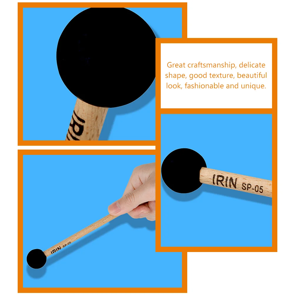 

2Pcs Singing Bowl Mallet Rubber Head Beech Wood Handle Pure Sound Percussion Instrument Stick for Practice Performance