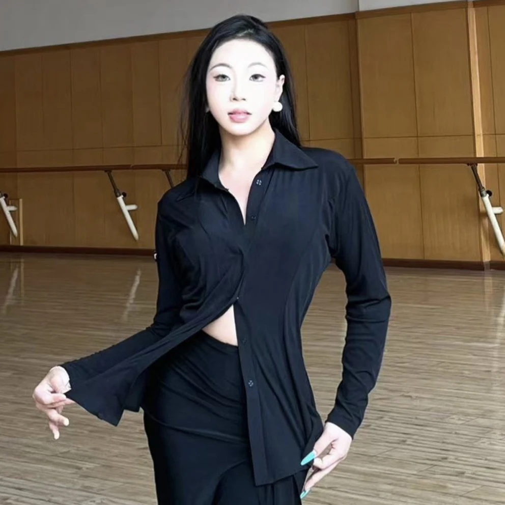 女性ラテンダンスシャツ長袖女性ラテントップスクラブルンバ社交ダンス練習服ラテンダンスウェア DNV24642