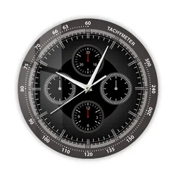 Tachymeter Handwatch Design Printing Wall Clock Home Decor Aircraft Instrument Panel Metal Frame Round Wall Watch For Man Cave