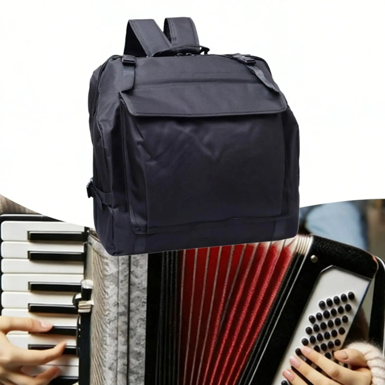 Estuche para Acordeón Negro, Mochila de Gran Capacidad, Impermeable, Organizador de Bolsas para Conciertos, Portadocumentos para Instrumentos de Acordeón de 120 Bajos