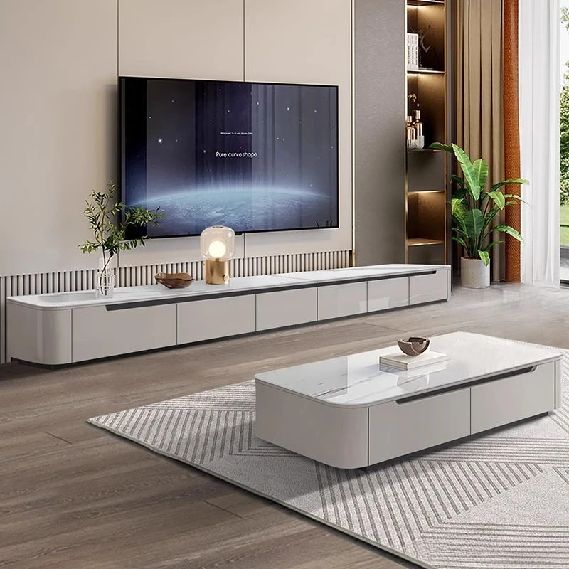 Light luxury TV cabinet, high-end sense rock slab, simple modern size apartment, living room and home