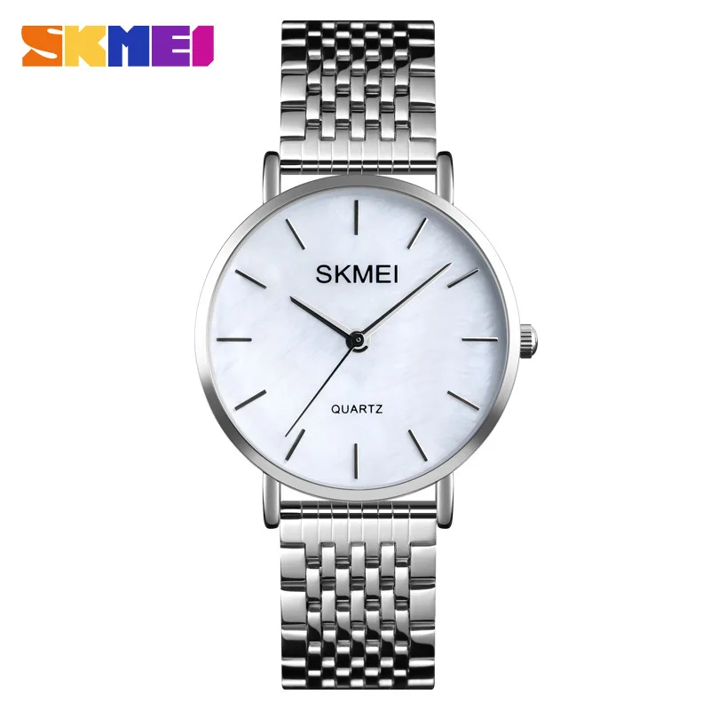 Skmei  Lightweight Casual Simple Shell Scale Dial Women's Steel Belt Quartz Watch