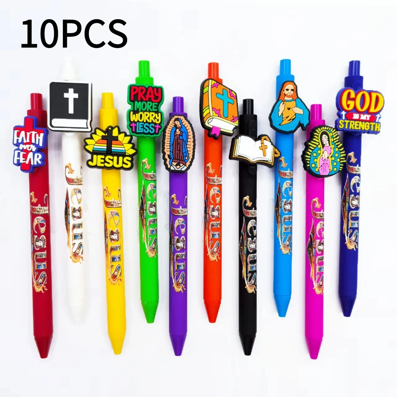 

10PCS Religious Series Printed Ballpoint Pens, I Love Jesus Gift Pens, religious faith Prayer, Portable Writing stationery