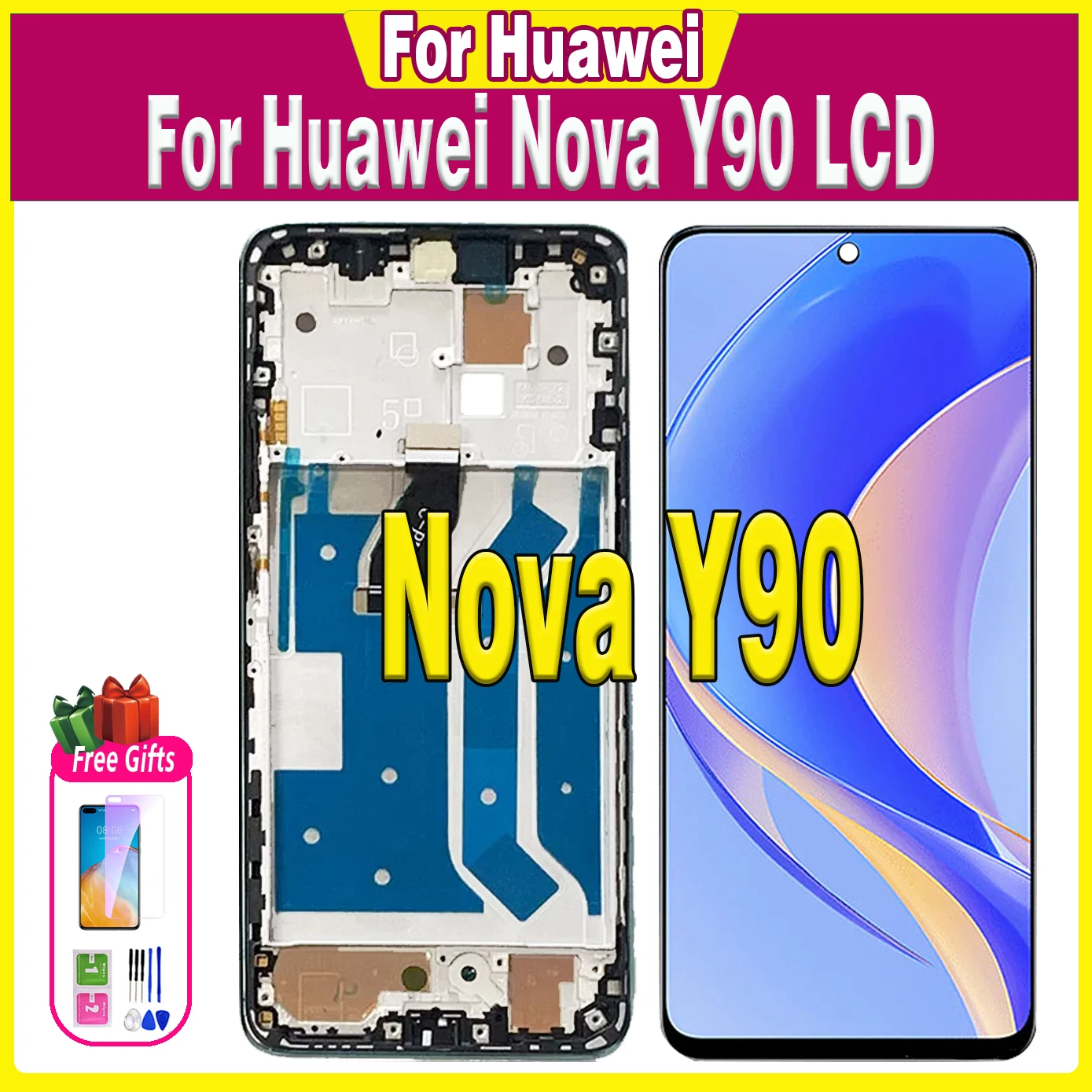 

ЖК-дисплей для Huawei Nova Y90 CTR-LX2 CTR-LX1, сенсорный ЖК-экран для NovaY90 Y 90, ЖК-панель в сборе с дигитайзером и рамкой